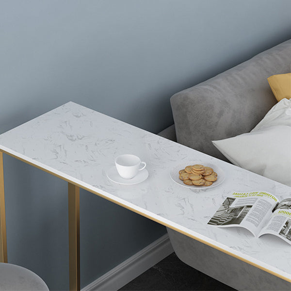 Table de salle à manger rectangulaire en marbre avec double piédestal en métal