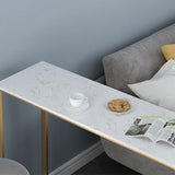 Rectangle Marble Top Bar Dining Table Metal Double Pedestal Bar Table