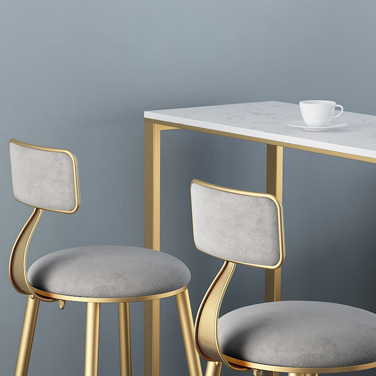 Table de salle à manger rectangulaire en marbre avec double piédestal en métal