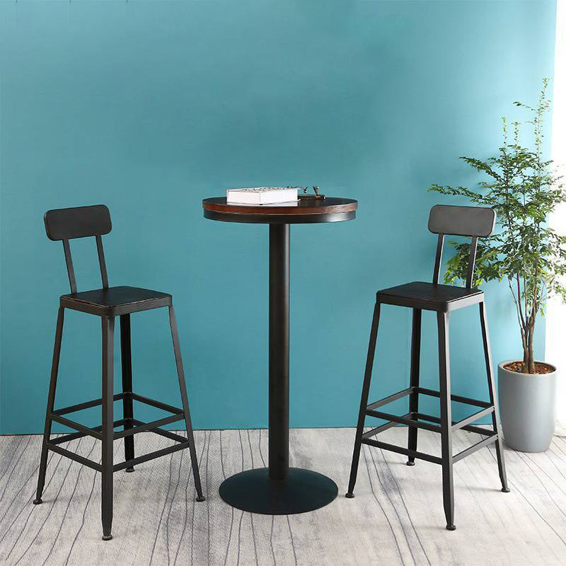 Solid Wood Pub Table Bar Height Industrial Round Bar Table for Indoor 21.7"L x 21.7"W x 37.4"H Without Chairs Clearhalo 'Bar Furniture' 'Bar Tables' 'bar_tables' 'furn' 'furn_bar_tables' 'Furniture' 'Kitchen & Dining Furniture' 6127141