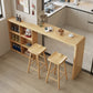 Solid Wood Bar Dining Table Pedestal Rectangle Bistro Bar Table in Natural with Shelves 70.9"L x 17.7"W x 41.3"H 4 Without Chairs Clearhalo 'Bar Furniture' 'Bar Tables' 'bar_tables' 'furn' 'furn_bar_tables' 'Furniture' 'Kitchen & Dining Furniture' 6127153