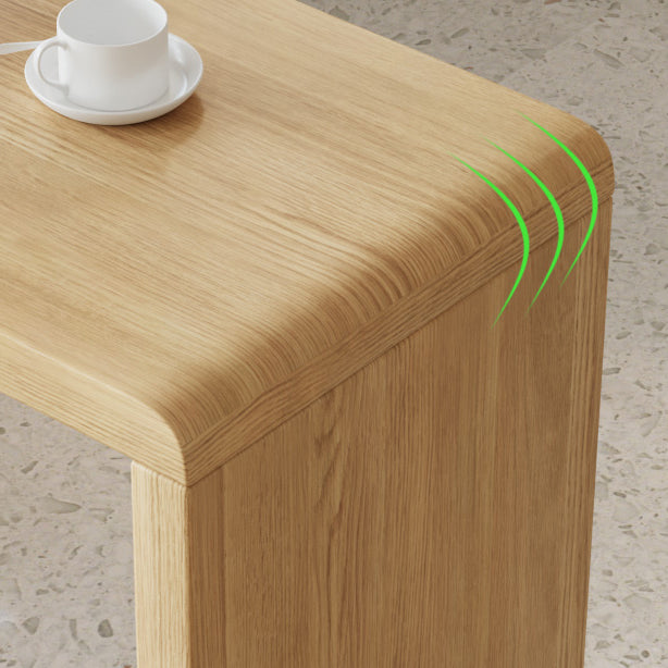 Solid Wood Bar Dining Table Pedestal Rectangle Bistro Bar Table in Natural with Shelves Clearhalo 'Bar Furniture' 'Bar Tables' 'bar_tables' 'furn' 'furn_bar_tables' 'Furniture' 'Kitchen & Dining Furniture' 6127160