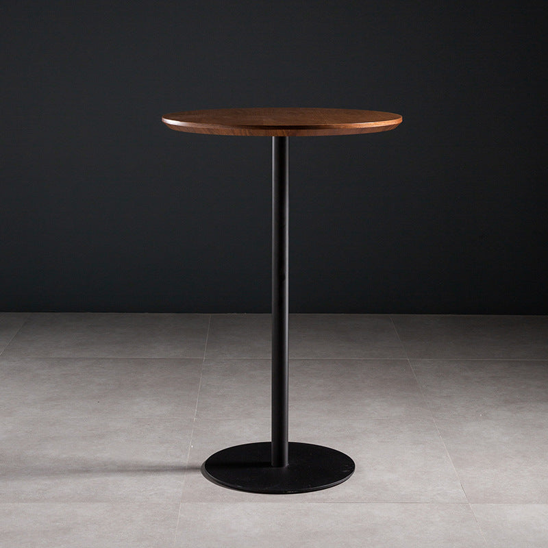 Solid Wood Pub Table 41-inch Bar Height Industrial Round Bar Table for Indoor Nut-Brown Without Chairs Clearhalo 'Bar Furniture' 'Bar Tables' 'bar_tables' 'furn' 'furn_bar_tables' 'Furniture' 'Kitchen & Dining Furniture' 6127196