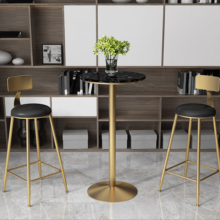 Glam Pedestal Pub Table Artificial Marble Bar Height Cocktail Table 21.7"L x 21.7"W x 41.3"H Black Round Clearhalo 'Bar Furniture' 'Bar Tables' 'bar_tables' 'furn' 'furn_bar_tables' 'Furniture' 'Kitchen & Dining Furniture' 6127216