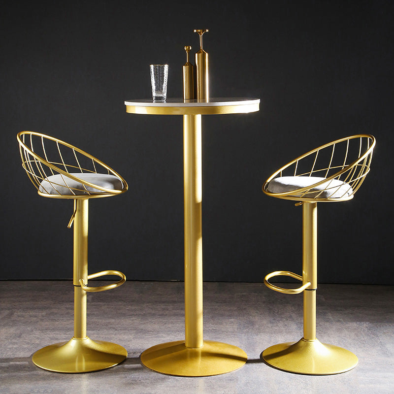 Glam Pedestal Pub Table Artificial Marble Bar Height Cocktail Table 21.7"L x 21.7"W x 41.3"H White Round Clearhalo 'Bar Furniture' 'Bar Tables' 'bar_tables' 'furn' 'furn_bar_tables' 'Furniture' 'Kitchen & Dining Furniture' 6127218