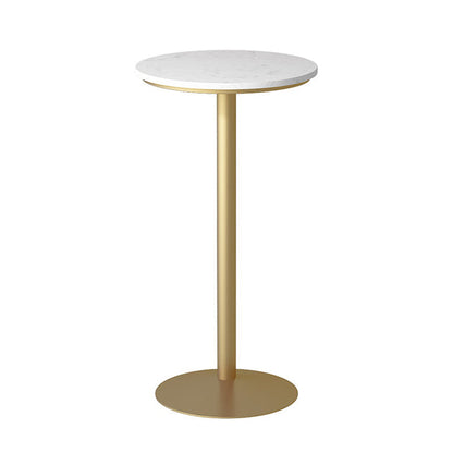 Glam Pedestal Pub Table Artificial Marble Bar Height Cocktail Table White Round Clearhalo 'Bar Furniture' 'Bar Tables' 'bar_tables' 'furn' 'furn_bar_tables' 'Furniture' 'Kitchen & Dining Furniture' 6127225