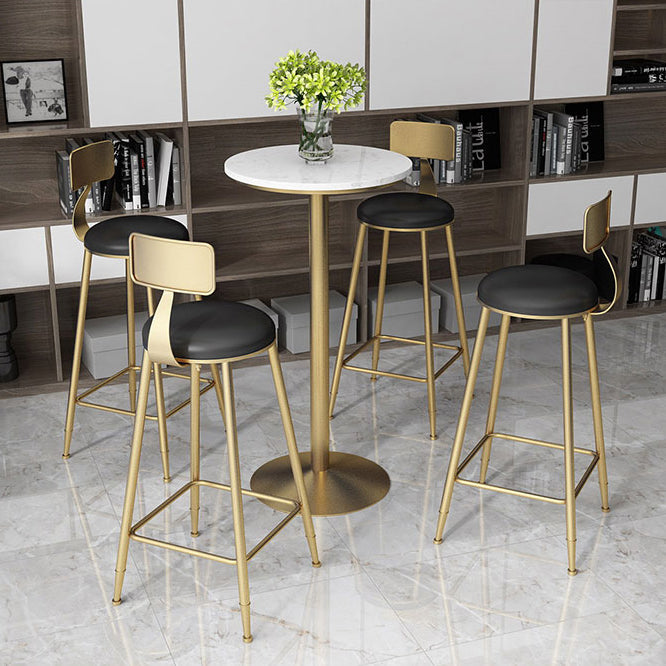 Glam Pedestal Pub Table Artificial Marble Bar Height Cocktail Table Clearhalo 'Bar Furniture' 'Bar Tables' 'bar_tables' 'furn' 'furn_bar_tables' 'Furniture' 'Kitchen & Dining Furniture' 6127226
