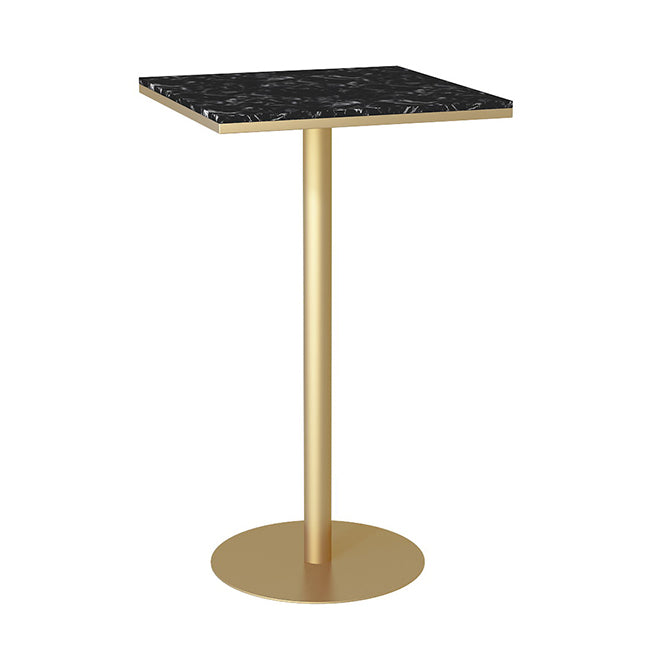 Glam Pedestal Pub Table Artificial Marble Bar Height Cocktail Table 21.7"L x 21.7"W x 41.3"H Black Square Clearhalo 'Bar Furniture' 'Bar Tables' 'bar_tables' 'furn' 'furn_bar_tables' 'Furniture' 'Kitchen & Dining Furniture' 6127229