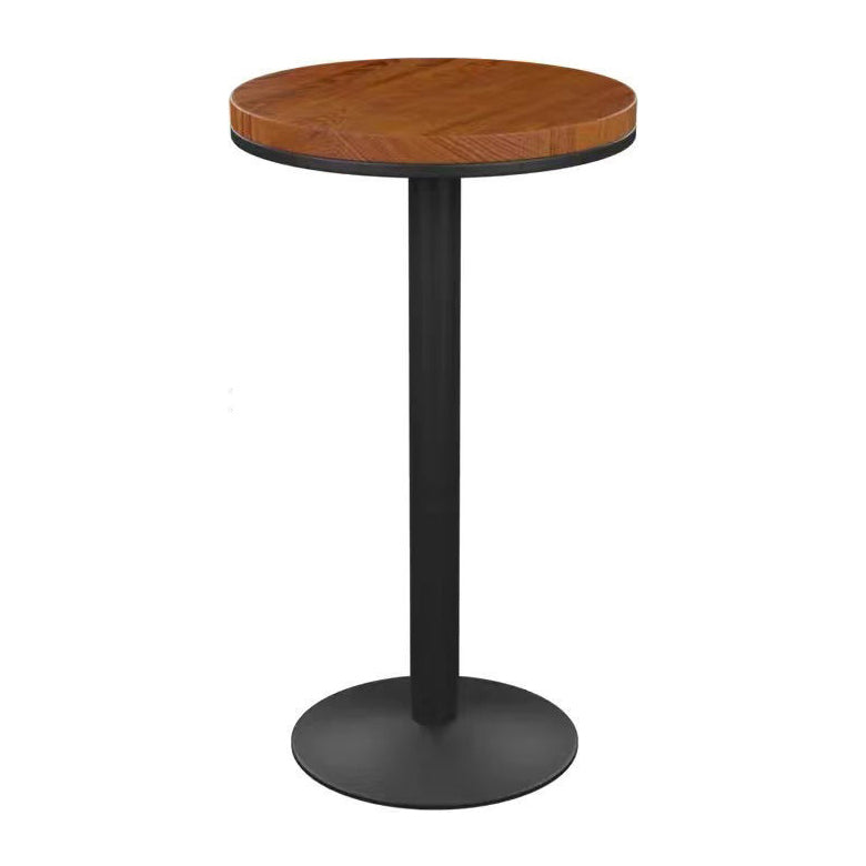 Industrial Bar Table Dining Table with Pedestal Base for Kitchen Living Room 21.7"L x 21.7"W x 41.3"H Wood Without Chairs Clearhalo 'Bar Furniture' 'Bar Tables' 'bar_tables' 'furn' 'furn_bar_tables' 'Furniture' 'Kitchen & Dining Furniture' 6127245