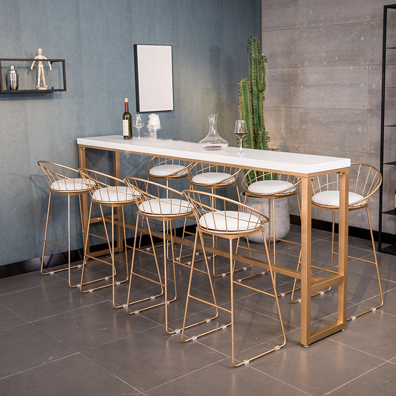 Modern Bar Table White Dining Table for Kitchen Living Room Coffee Room 86.6"L x 15.7"W x 41.3"H Rectangular Without Chairs Clearhalo 'Bar Furniture' 'Bar Tables' 'bar_tables' 'furn' 'furn_bar_tables' 'Furniture' 'Kitchen & Dining Furniture' 6127298