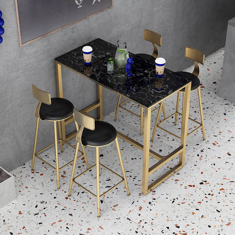 Modern Bar Table Gold and Metal Base Bar Table for Kitchen Living Room Coffee Room Black Without Chairs Clearhalo 'Bar Furniture' 'Bar Tables' 'bar_tables' 'furn' 'furn_bar_tables' 'Furniture' 'Kitchen & Dining Furniture' 6127335