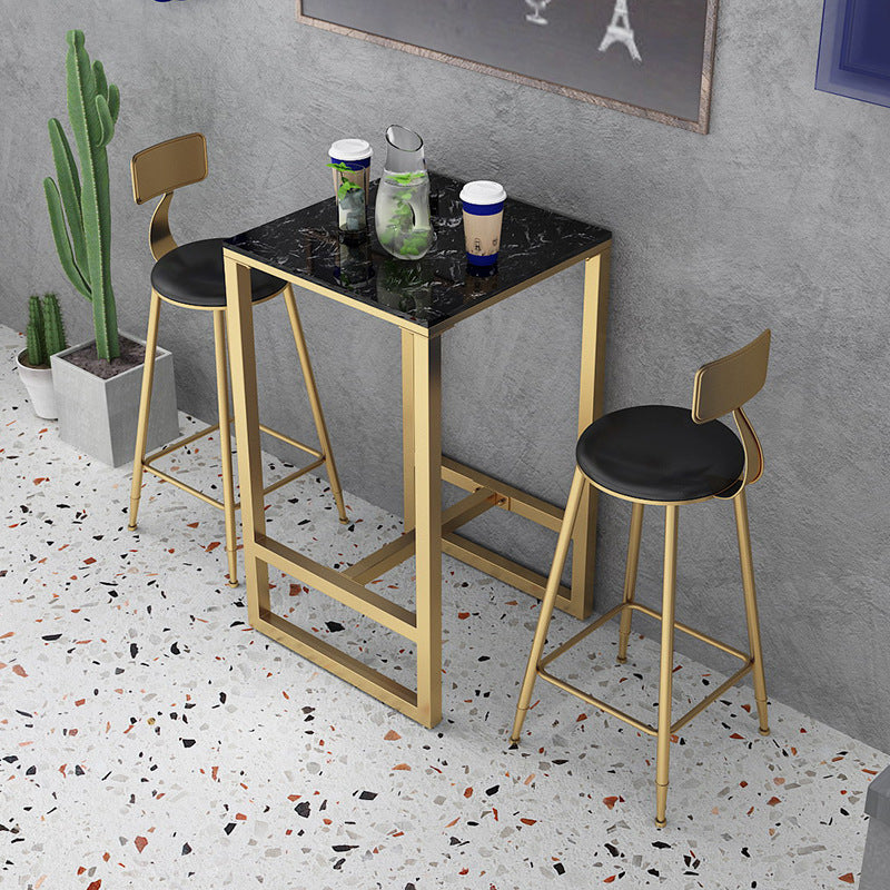 Modern Bar Table Gold and Metal Base Bar Table for Kitchen Living Room Coffee Room Black Without Chairs Clearhalo 'Bar Furniture' 'Bar Tables' 'bar_tables' 'furn' 'furn_bar_tables' 'Furniture' 'Kitchen & Dining Furniture' 6127339