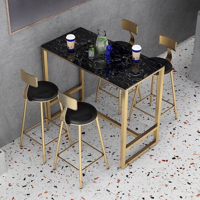 Modern Bar Table Gold and Metal Base Bar Table for Kitchen Living Room Coffee Room Clearhalo 'Bar Furniture' 'Bar Tables' 'bar_tables' 'furn' 'furn_bar_tables' 'Furniture' 'Kitchen & Dining Furniture' 6127344