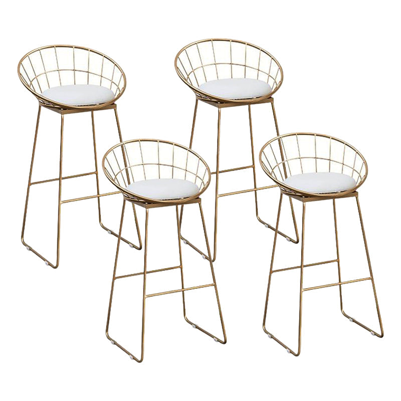 Metal and Wood Set 1/2/3 Pieces Contemporary Round Bar Stool and Table Set White-Gold 30"H Stools (Set of 4) Clearhalo 'Bar Furniture' 'furn' 'furn_home_bar_bar_sets' 'Furniture' 'Home Bars & Bar Sets' 'home_bar_bar_sets' 'Kitchen & Dining Furniture' 6127552