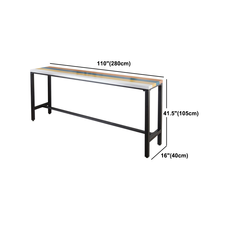 Industrial 1/5 Pieces Bar Table Set Rectangle Wood Counter Table with High Stools for Bar