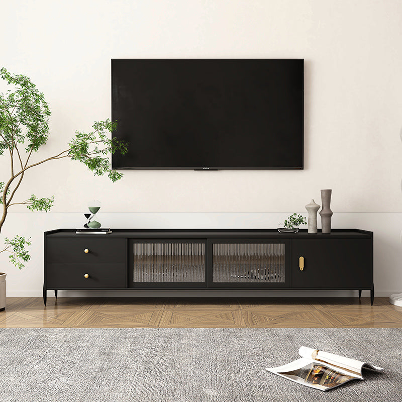 Industrial Rubber Wood TV Stand Enclosed Storage TV Media Console Black Clearhalo 'furn' 'furn_tv_stands_entertainment_centers' 'Furniture' 'Living Room Furniture' 'TV Stands & Entertainment Centers' 'TV Stands & Media Storage Furniture' 'tv_stands_entertainment_centers' 6127838