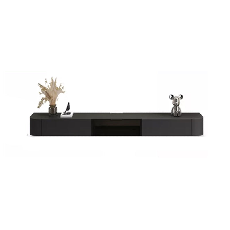Modern Wall-mounted TV Media Stand 16" W Wood Black TV Stand with Drawers Glass Clearhalo 'furn' 'furn_tv_stands_entertainment_centers' 'Furniture' 'Living Room Furniture' 'TV Stands & Entertainment Centers' 'TV Stands & Media Storage Furniture' 'tv_stands_entertainment_centers' 6127854