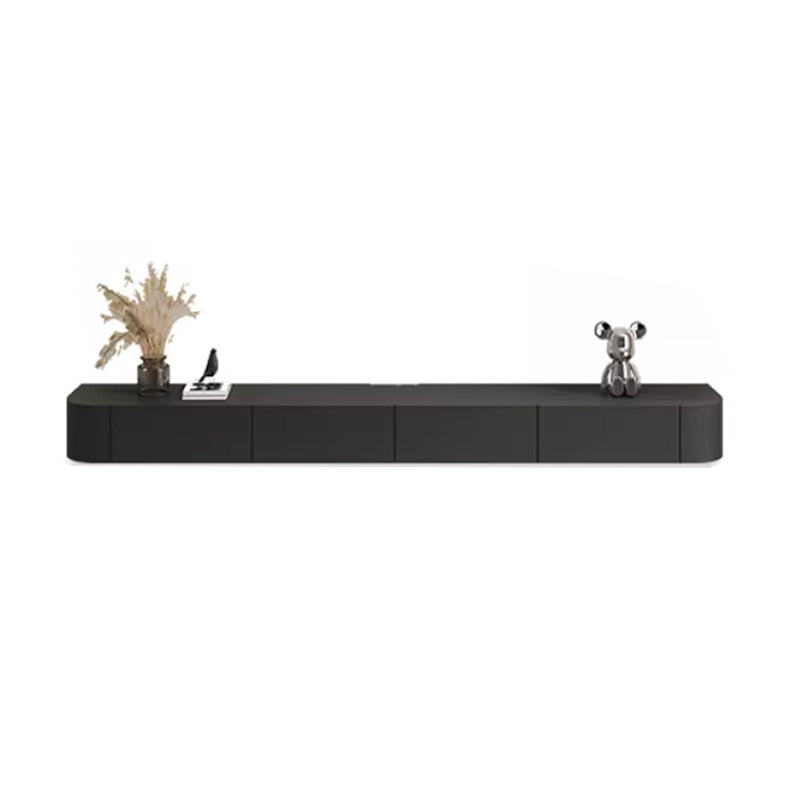 Modern Wall-mounted TV Media Stand 16" W Wood Black TV Stand with Drawers 87"L x 12"W x 8"H Wood Clearhalo 'furn' 'furn_tv_stands_entertainment_centers' 'Furniture' 'Living Room Furniture' 'TV Stands & Entertainment Centers' 'TV Stands & Media Storage Furniture' 'tv_stands_entertainment_centers' 6127855