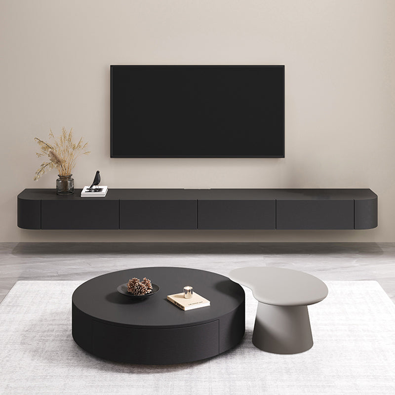 Modern Wall-mounted TV Media Stand 16" W Wood Black TV Stand with Drawers Clearhalo 'furn' 'furn_tv_stands_entertainment_centers' 'Furniture' 'Living Room Furniture' 'TV Stands & Entertainment Centers' 'TV Stands & Media Storage Furniture' 'tv_stands_entertainment_centers' 6127856