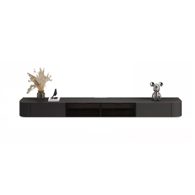 Modern Wall-mounted TV Media Stand 16" W Wood Black TV Stand with Drawers Glass Clearhalo 'furn' 'furn_tv_stands_entertainment_centers' 'Furniture' 'Living Room Furniture' 'TV Stands & Entertainment Centers' 'TV Stands & Media Storage Furniture' 'tv_stands_entertainment_centers' 6127857