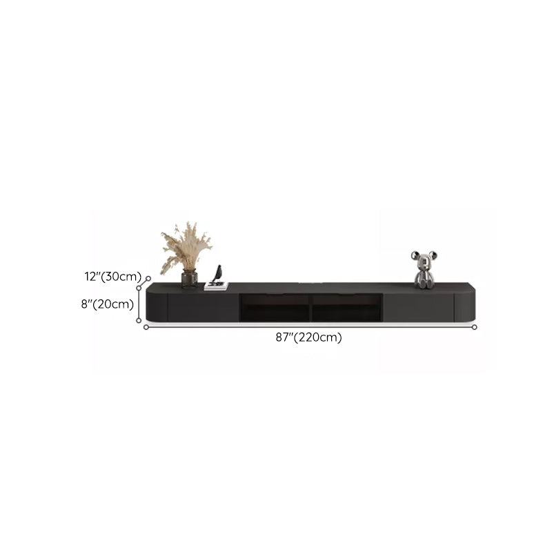 Modern Wall-mounted TV Media Stand 16" W Wood Black TV Stand with Drawers Clearhalo 'furn' 'furn_tv_stands_entertainment_centers' 'Furniture' 'Living Room Furniture' 'TV Stands & Entertainment Centers' 'TV Stands & Media Storage Furniture' 'tv_stands_entertainment_centers' 6127870