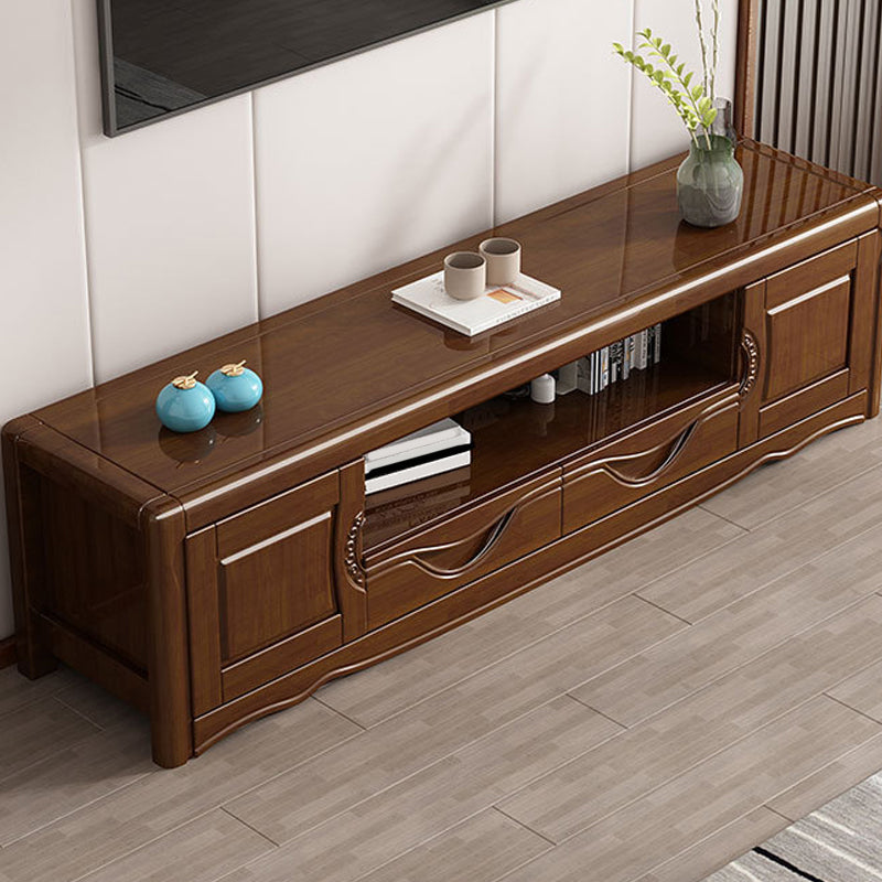 Contemporary Wood TV Stand Open Storage TV Media Stand with Drawers for Living Room Walnut Clearhalo 'furn' 'furn_tv_stands_entertainment_centers' 'Furniture' 'Living Room Furniture' 'TV Stands & Entertainment Centers' 'TV Stands & Media Storage Furniture' 'tv_stands_entertainment_centers' 6127889