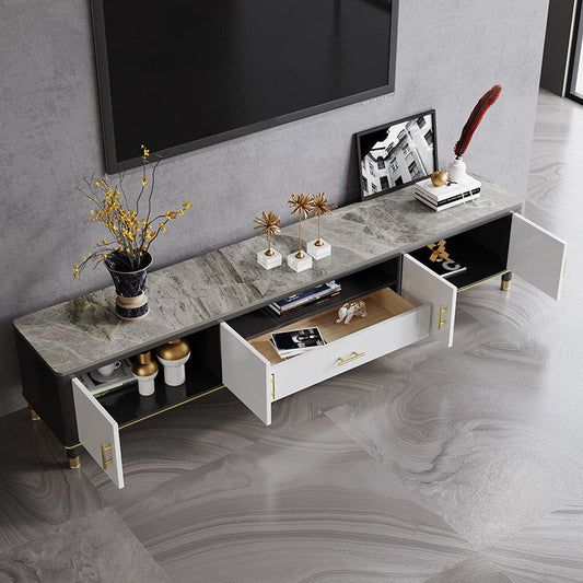 Modern Stone TV Media Stand Wooden Open Shelving 16" W TV Stand with Splayed Legs Clearhalo 'furn' 'furn_tv_stands_entertainment_centers' 'Furniture' 'Living Room Furniture' 'TV Stands & Entertainment Centers' 'TV Stands & Media Storage Furniture' 'tv_stands_entertainment_centers' 6127936