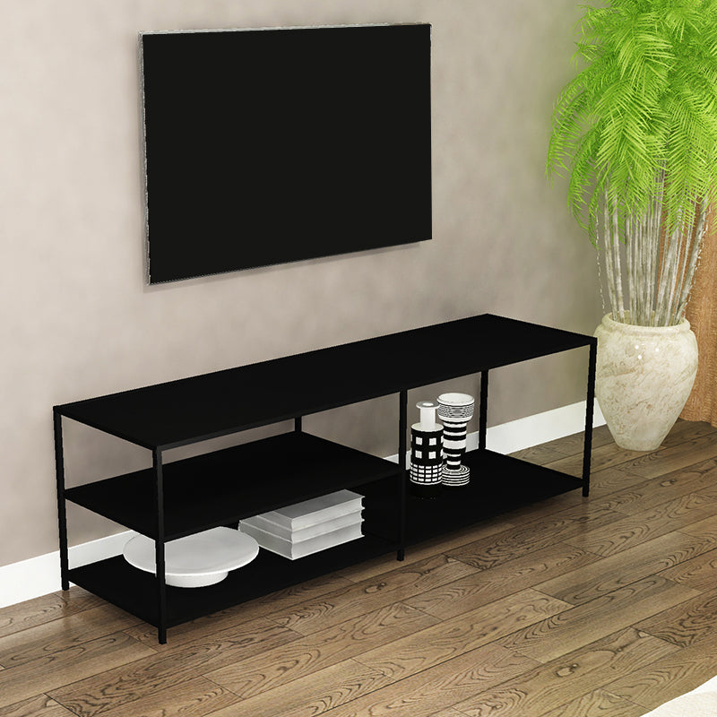 Nordic Living Room Iron Art TV Cabinet Modern Simple Creativity TV Stand 59"L x 13"W x 20"H Black Open Shelving Clearhalo 'furn' 'furn_tv_stands_entertainment_centers' 'Furniture' 'Living Room Furniture' 'TV Stands & Entertainment Centers' 'TV Stands & Media Storage Furniture' 'tv_stands_entertainment_centers' 6128008