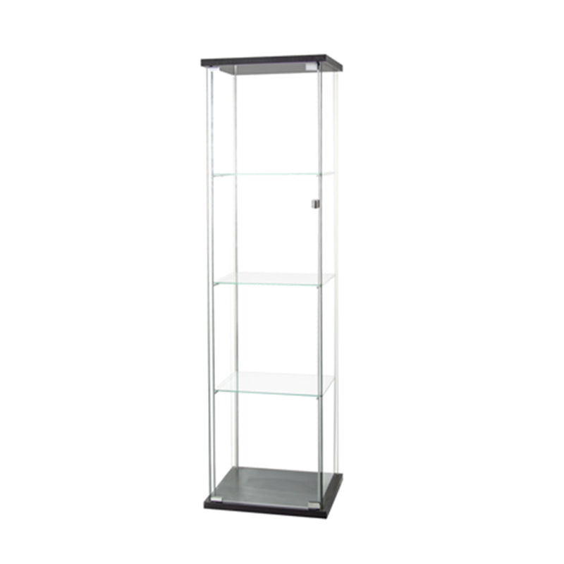 Contemporary Tempered Glass Curio Cabinet Glass Doors Display Cabinet for Bedroom 17"L x 14"W x 65"H Black Clearhalo 'Display & China Cabinets' 'display_china_cabinets' 'furn' 'furn_display_china_cabinets' 'Furniture' 'Kitchen & Dining Furniture' 6128040