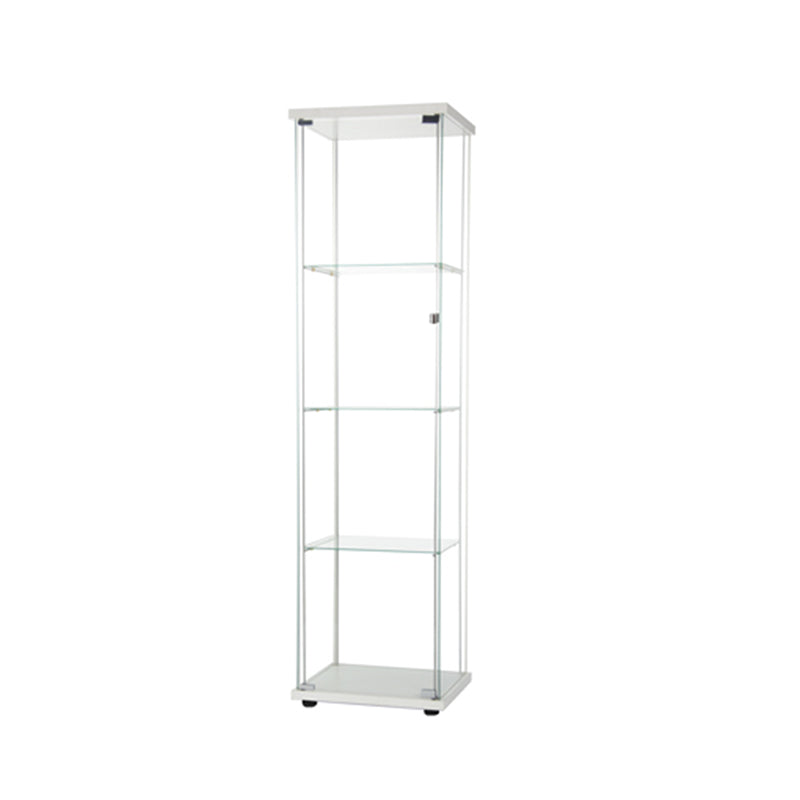 Contemporary Tempered Glass Curio Cabinet Glass Doors Display Cabinet for Bedroom 17"L x 14"W x 65"H White Clearhalo 'Display & China Cabinets' 'display_china_cabinets' 'furn' 'furn_display_china_cabinets' 'Furniture' 'Kitchen & Dining Furniture' 6128043