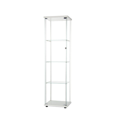 Contemporary Tempered Glass Curio Cabinet Glass Doors Display Cabinet for Bedroom 17"L x 14"W x 65"H White Clearhalo 'Display & China Cabinets' 'display_china_cabinets' 'furn' 'furn_display_china_cabinets' 'Furniture' 'Kitchen & Dining Furniture' 6128043
