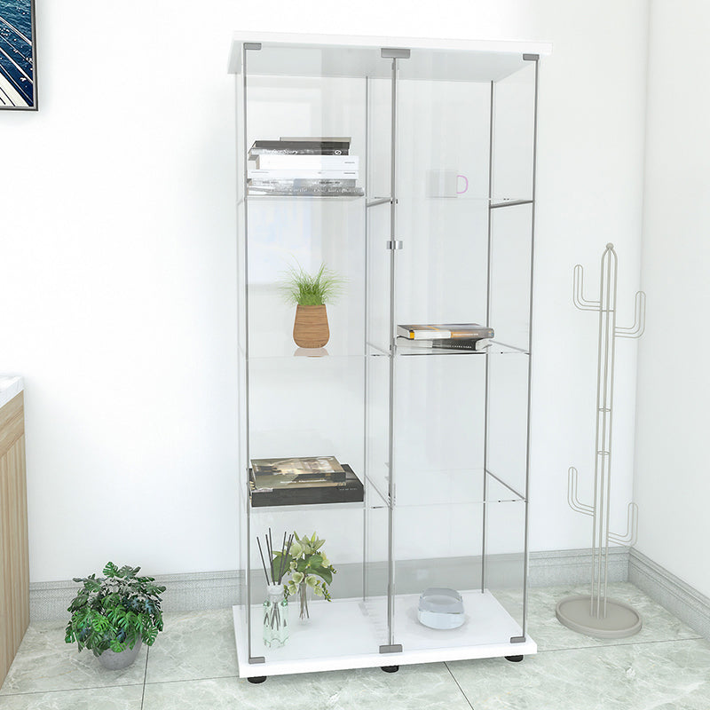 Contemporary Tempered Glass Curio Cabinet Glass Doors Display Cabinet for Bedroom 32"L x 14"W x 65"H White Clearhalo 'Display & China Cabinets' 'display_china_cabinets' 'furn' 'furn_display_china_cabinets' 'Furniture' 'Kitchen & Dining Furniture' 6128047