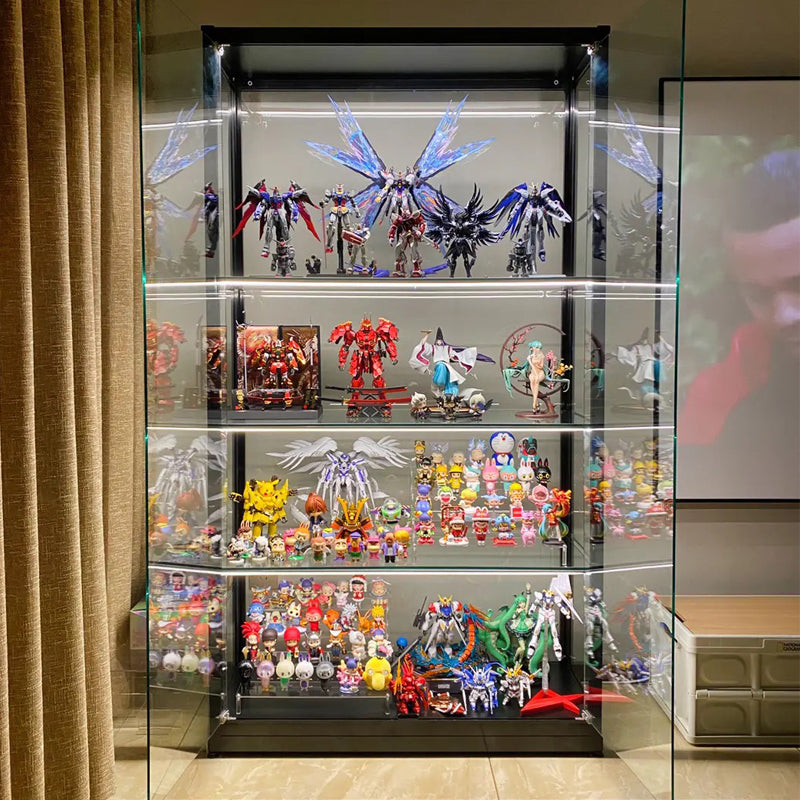 Mobili moderni per curi di vetro stand nero con ripiani regolabili