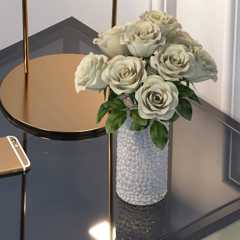 Industrial Open Storage Letto da comodino in vetro e tavolo da notte di ferro con ripiani