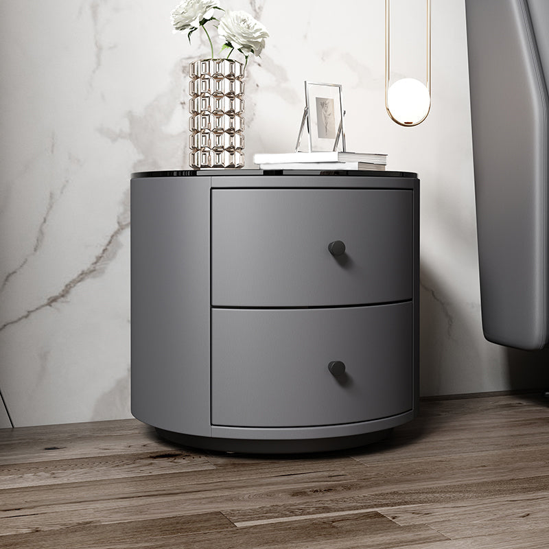 Mesa de vidrio de gabinete moderno y madera de goma para dormitorio