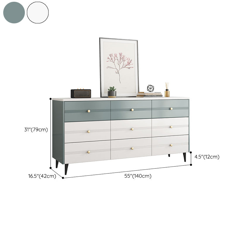 Cassettiera portaoggetti Glam Stone bianca per camera da letto, larga 40,6 cm, con cassetti