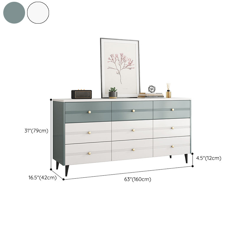 Cassettiera portaoggetti Glam Stone bianca per camera da letto, larga 40,6 cm, con cassetti