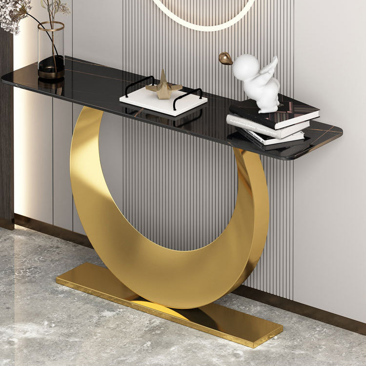 Contemporary Console Accent Table Antique Finish Rectangle Console Sofa Table Gold Black Gold Clearhalo 'Console Tables' 'console_tables' 'Entry & Mudroom Furniture' 'furn' 'furn_console_tables' 'Furniture' 6129146