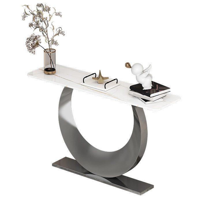Contemporary Console Accent Table Antique Finish Rectangle Console Sofa Table Silver White Gold Clearhalo 'Console Tables' 'console_tables' 'Entry & Mudroom Furniture' 'furn' 'furn_console_tables' 'Furniture' 6129150