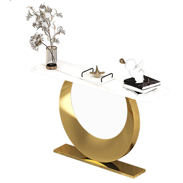 Contemporary Console Accent Table Antique Finish Rectangle Console Sofa Table Gold White Gold Clearhalo 'Console Tables' 'console_tables' 'Entry & Mudroom Furniture' 'furn' 'furn_console_tables' 'Furniture' 6129153