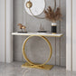 31.5-inch Tall Marble Console Table Rectangle End Table with Shelf 55"L x 12"W x 31"H White-Gold Clearhalo 'Console Tables' 'console_tables' 'Entry & Mudroom Furniture' 'furn' 'furn_console_tables' 'Furniture' 6129161