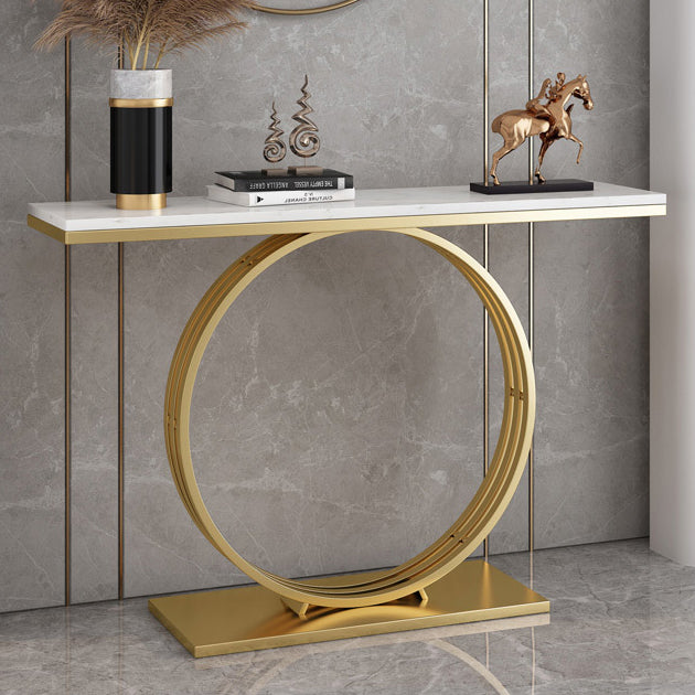 31.5-inch Tall Marble Console Table Rectangle End Table with Shelf Clearhalo 'Console Tables' 'console_tables' 'Entry & Mudroom Furniture' 'furn' 'furn_console_tables' 'Furniture' 6129169