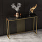 Modern Console Accent Table Antique Finish Console Sofa Table 55"L x 12"W x 31"H Black Black Gold Clearhalo 'Console Tables' 'console_tables' 'Entry & Mudroom Furniture' 'furn' 'furn_console_tables' 'Furniture' 6129254