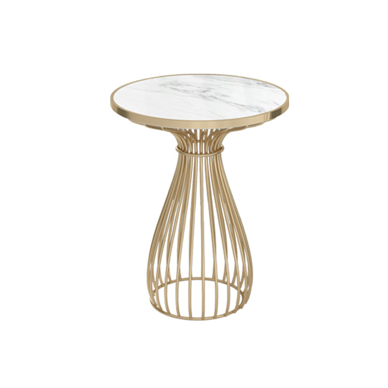 Mesa redonda de piedra para la mesa de comedor de lujo con base de metal