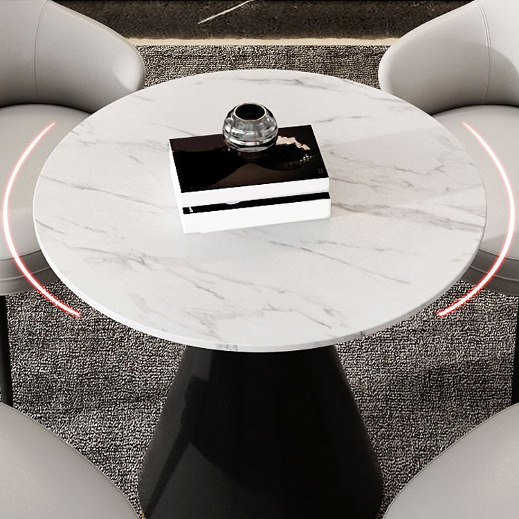 Metal Traditional Luxury Round Table Sintered Stone Top Indoor Table with Pedestal