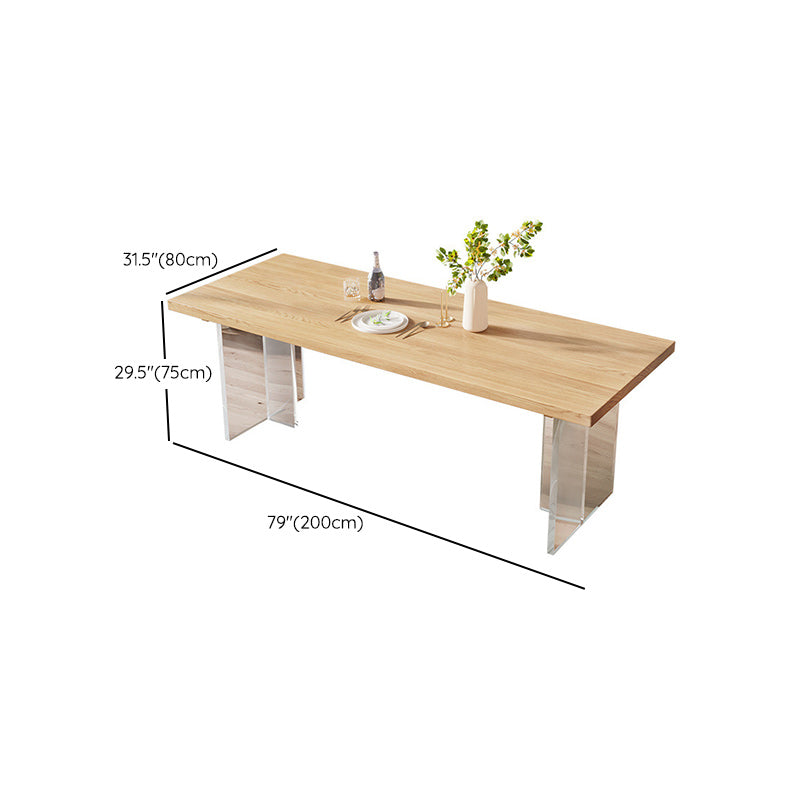 Pine Wood Top Dining Table Modern Solid Wood Table with Sled Base ...