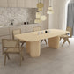 Solid Wood Top Dining Table Modern Rectangle Table with 3 Legs