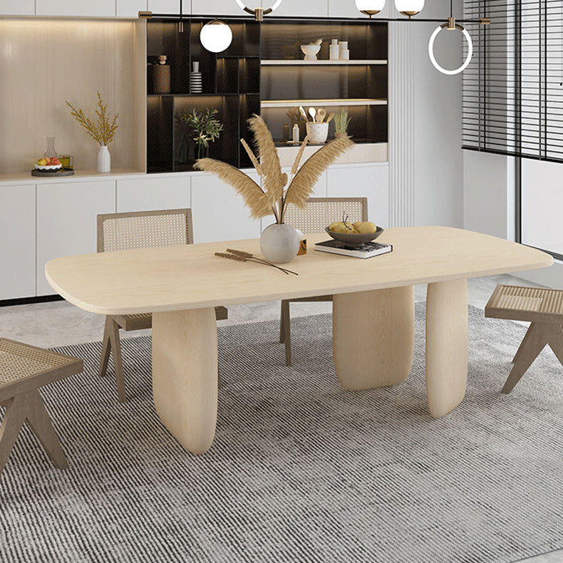 Solid Wood Top Dining Table Modern Rectangle Table with 3 Legs