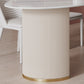 Mesa de comedor de piedra sinterizada de forma libre mesa blanca de lujo con pedestal doble
