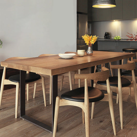 Modern Wood Top Dining Table Rectangle Solid Wood Table with Sled Base Without Chairs
